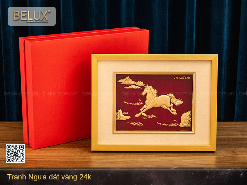 Tranh Ngựa dát vàng 24k (25x30)– Biểu tượng của sức mạnh, thành công và may mắn